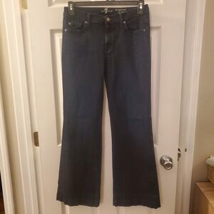 7 For All Mankind Womens The Slim Trouser Size 31 Flare Wide Dark Wash stretch